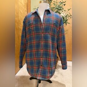 L.L.Bean Men’s Sherpa-Lined Plaid Shirt, Slightly Fitted Large Tall Blue